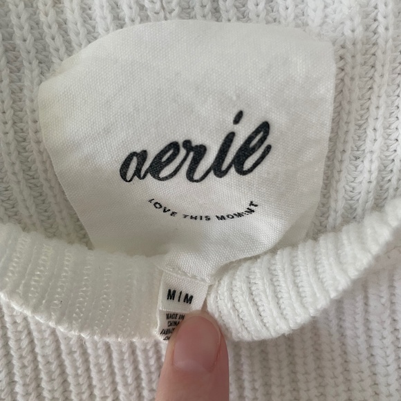 Aerie White Ribbed Sweater - Picture 3 of 3